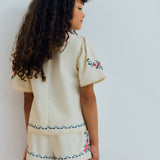 The New Society -  Malva Short Flower Embroidery Natural Denim