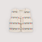 The New Society -  Malva Waistcoat Flower Embroidery Natural Denim