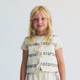 The New Society -  Malva Waistcoat Flower Embroidery Natural Denim