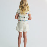 The New Society -  Malva Waistcoat Flower Embroidery Natural Denim