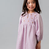 Birinit Petit - Mauve plumeti embroidered smocked dress girl