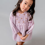 Birinit Petit - Mauve plumeti embroidered smocked dress girl