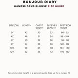 Bonjour Diary - Handsmock Blouse With Collar Blue Flower Field Print