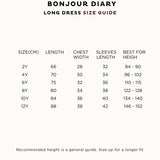 Bonjour Diary - Long Dress With Embroidered Collar Flowers Field Print