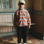 Konges Sløjd Jody Embroidery Teddy Jacket Tangerine Stripe - kids teddy jacket, view 4