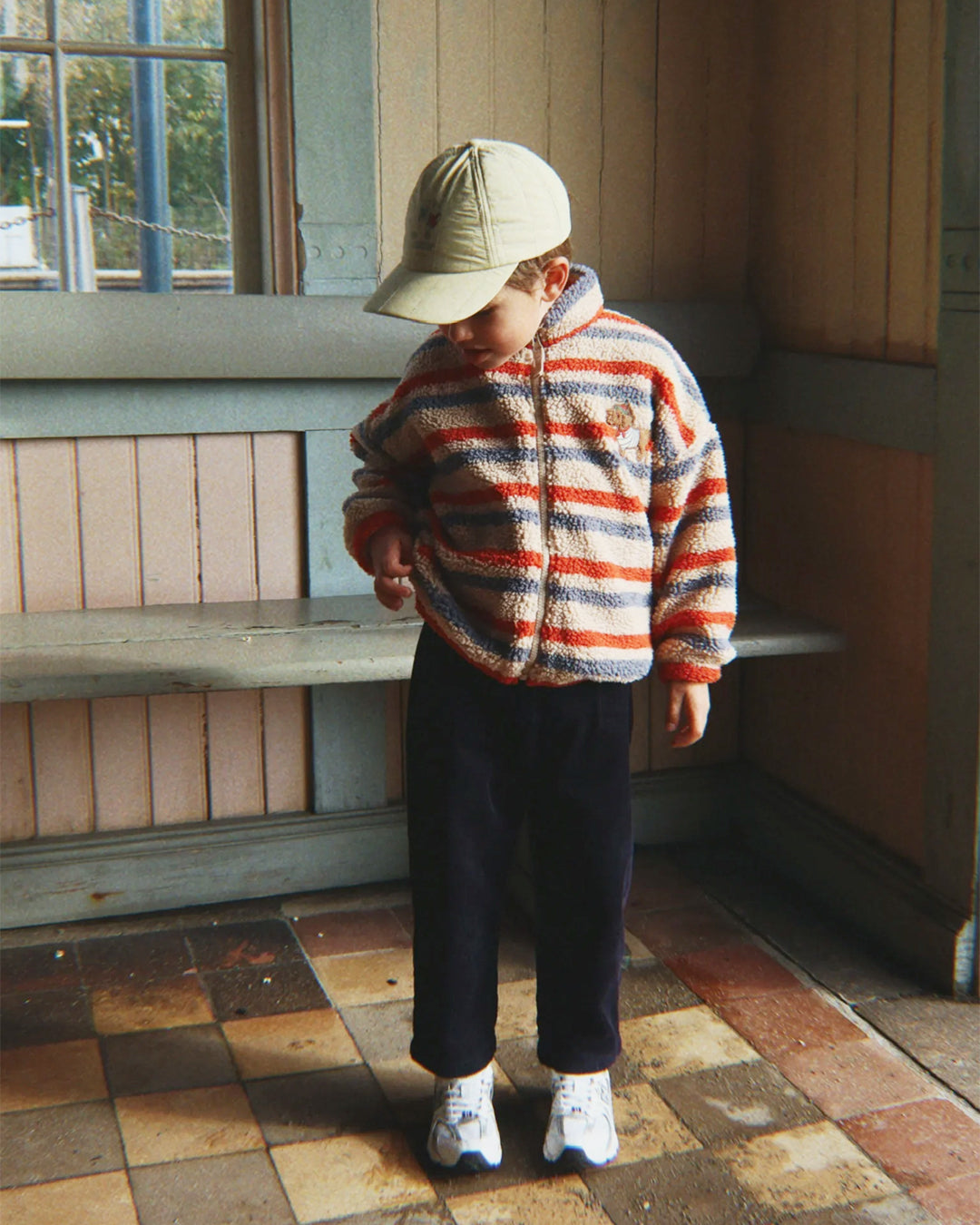 Konges Sløjd Jody Embroidery Teddy Jacket Tangerine Stripe - kids teddy jacket, view 5