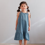 Mes Kids Des Fleurs - Bow Denim Dress Blue