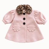 [Exclusive] Mes Kids Des Fleurs -  Lantern Sleeve Coat Leopard Strawberry Sorbet