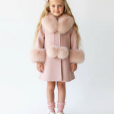 Bobble Babies :: Fur Collar Pom Coat Blush