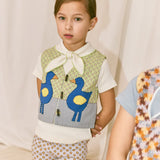 Misha And Puff -  Flock Applique Vest Aventurine Ben-Day Dots